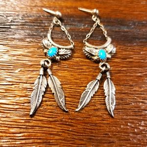 Vintage Sterling Silver Turquoise Earrings